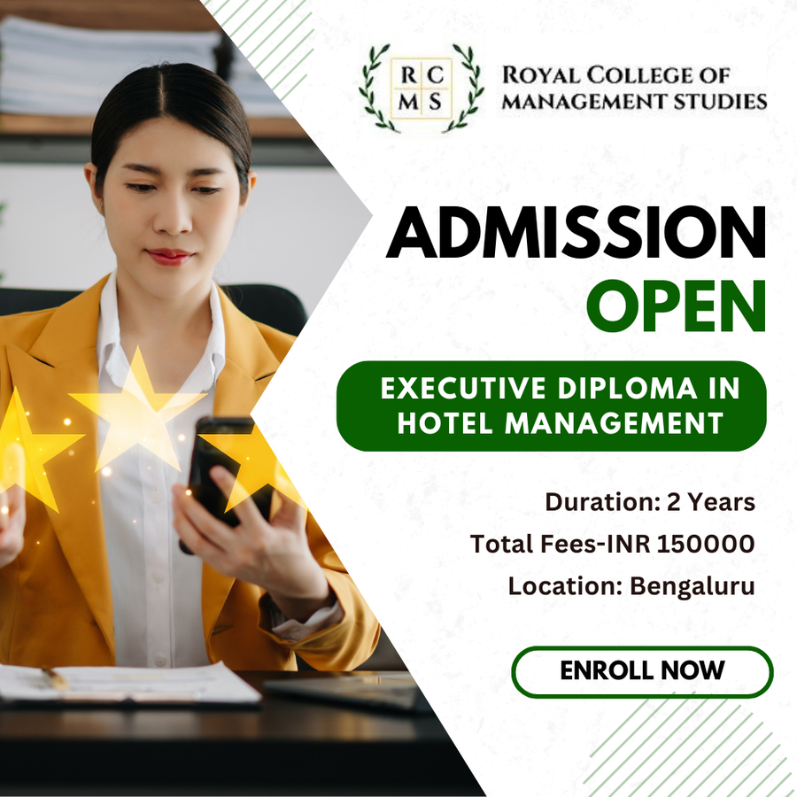 Executive Diploma in Hotel Management at ROYAL COLLEGE OF MANAGEMENT STUDIES, Bengaluru/Bangalore